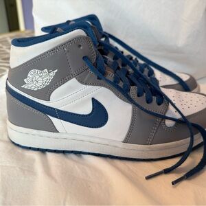 Jordan Air Mid in Cement Gray and True Blue